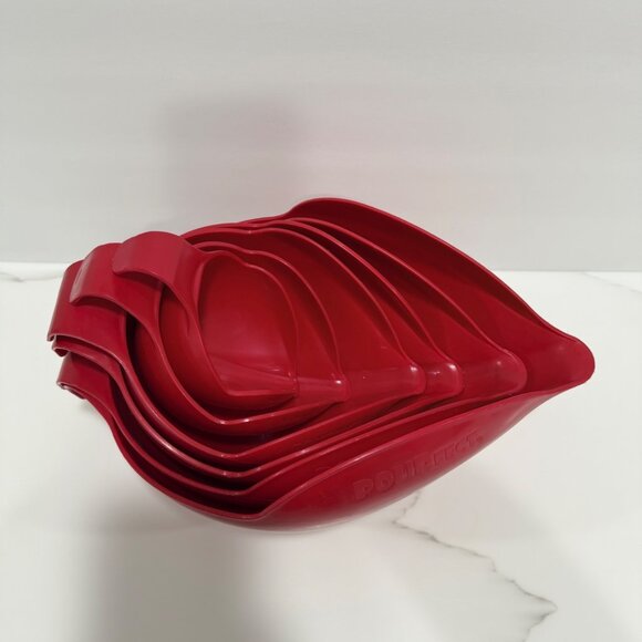 Randy Kaas POURfect 6 Piece Set Mixing Measuring Nesting Bowls Cups and ML Red - Picture 11 of 11